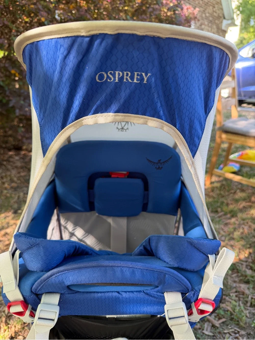 OSPREY Blue Child Carrier Backpack with Black Carry Poco Bag